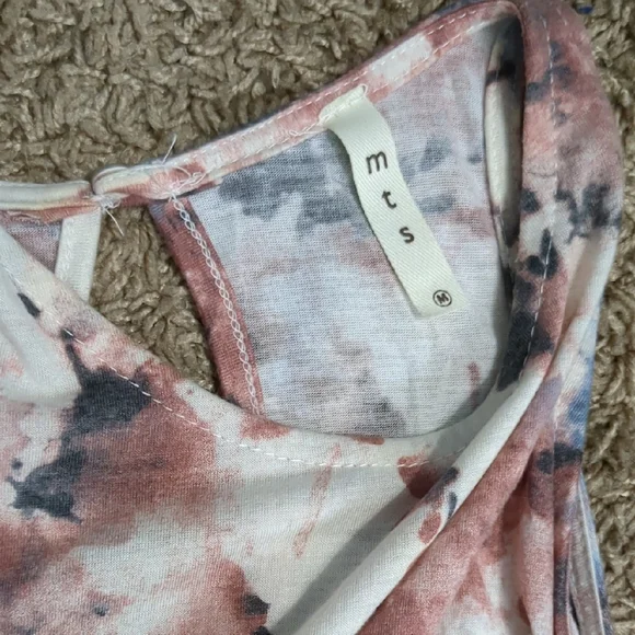 MTS Watercolor Floral Blue And Pink M Dress - Picture 4 of 5